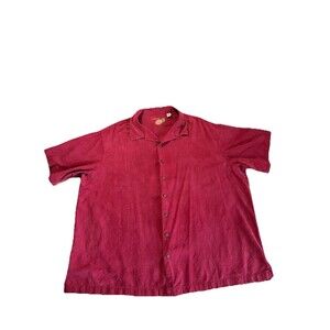 Caribbean Silk/ Cotton Mens 3x Hawaiian Shirt Button Up Short Sleeve Maroon Red